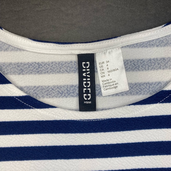 NWOT Divided Navy/White Striped Dress Size 4 - Picture 5 of 7